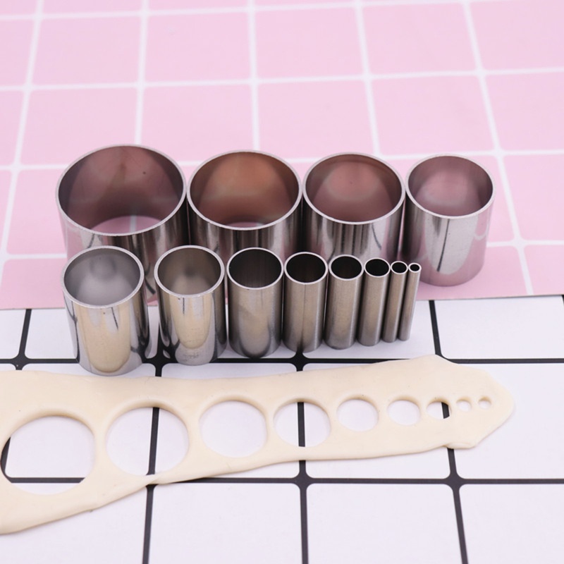 SIY  12Pcs Hole Hollow Punch Cutter Set with Storage Case Stainless Steel Round Circle Ring Clay Cutters Ceramics Baking Tool