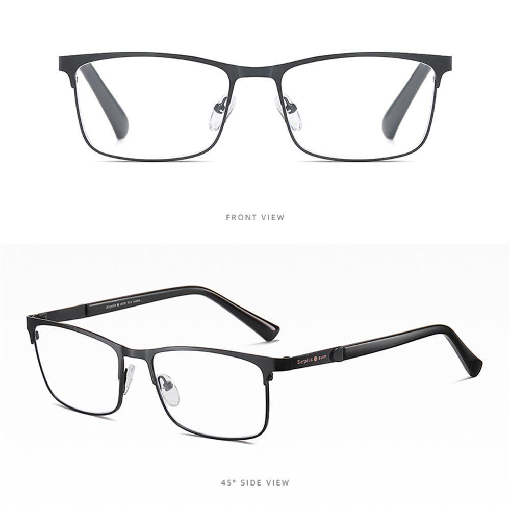 SUBEI +1.0~+4.0 Anti Blue Light Rectangle Readers Glasses Reading Glasses for Men & Women Reading Stainless Steel Ultra-light Eyeglasses Business Men