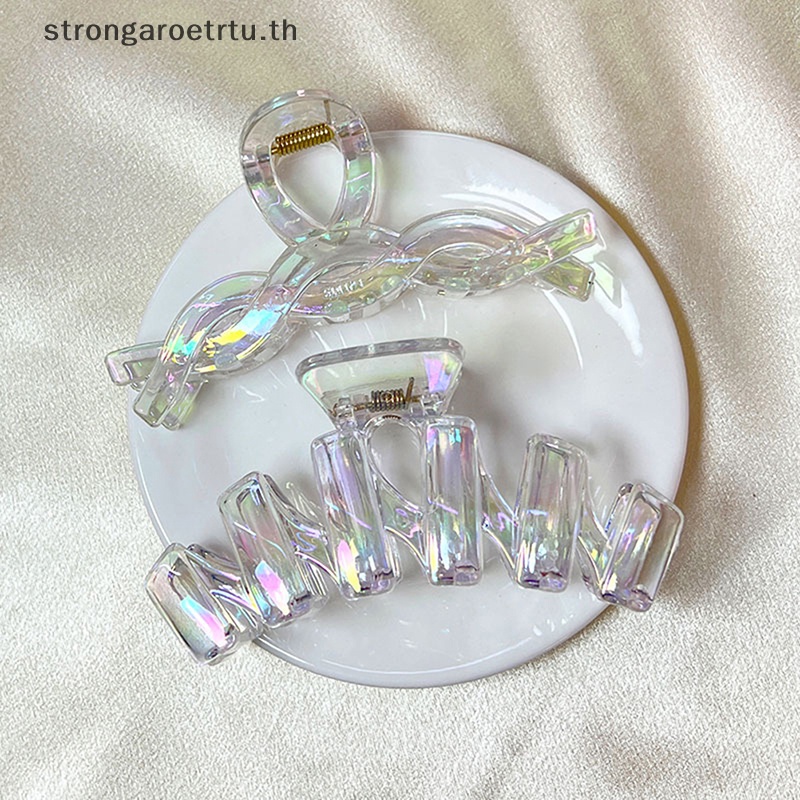 Strongaroetrtu กิ๊บติดผมหางม้า พลาสติกใส สไตล์เกาหลี สําหรับผู้หญิง