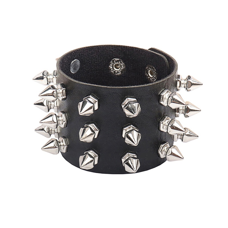 Time Punk สร้อยข้อมือโกธิค เข็มหมุดย้ํา กําไลข้อมือ โลหะ สายรัดข้อมือ ปรับได้