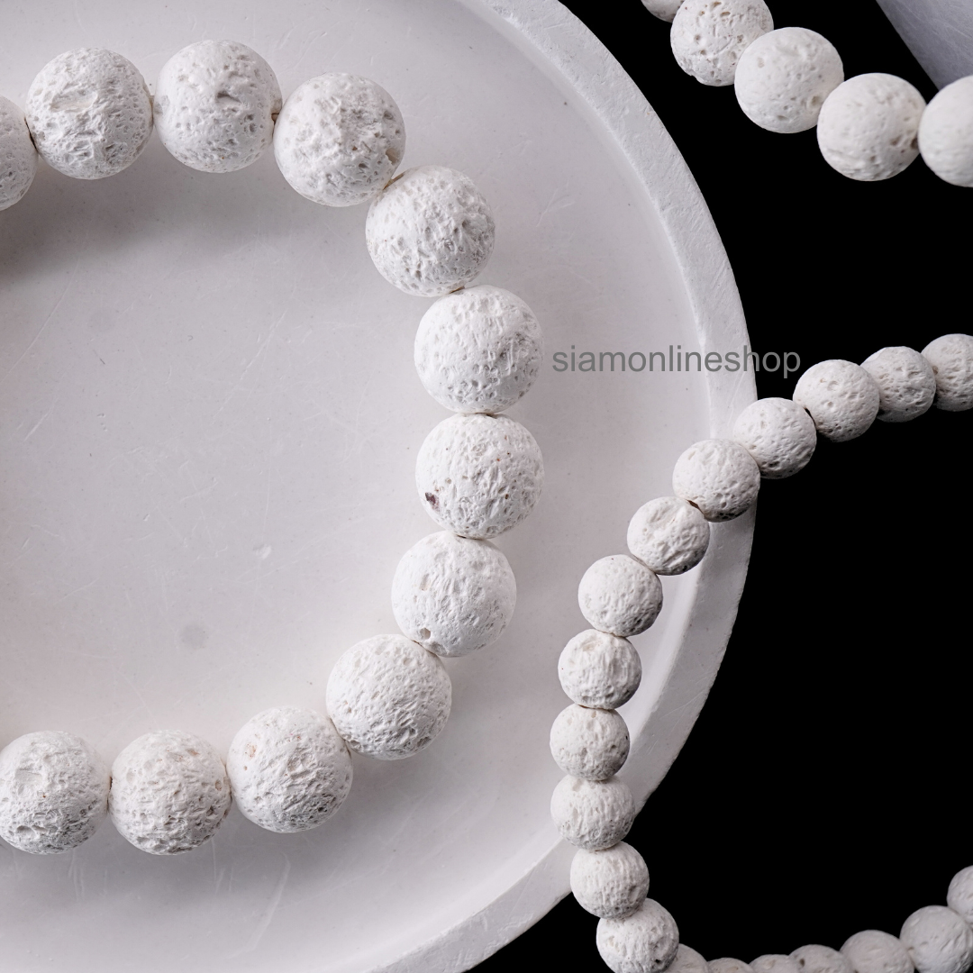 WHITE LAVA STONE หินลาวา หินภูเขาไฟ สีขาว (เลือกขนาดเม็ดหินได้) หินแท้ by siamonlineshop
