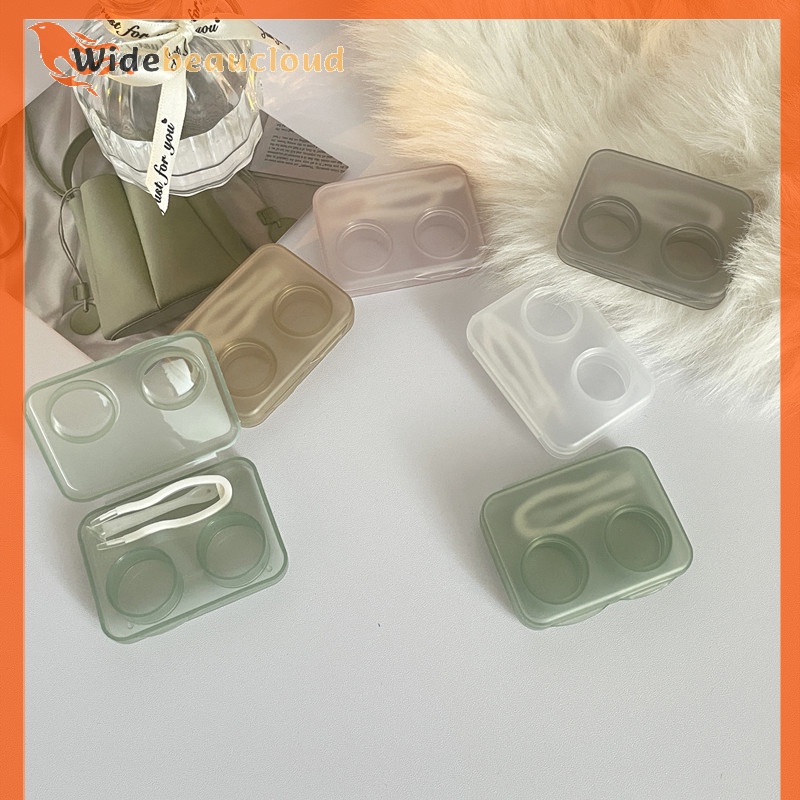 Widebeaucloud กล่องคอนแทคเลนส์ แบบใส แบบพกพา เรียบง่าย สําหรับเด็กผู้หญิง