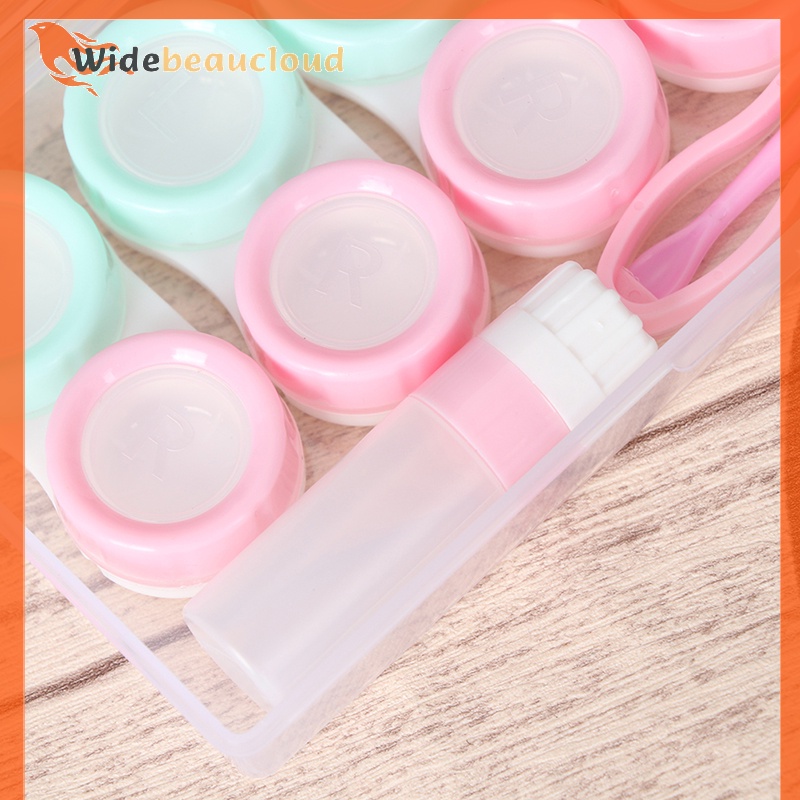 Widebeaucloud กล่องเก็บคอนแทคเลนส์ เครื่องสําอาง พร้อมขวด และแหนบ 5 คู่