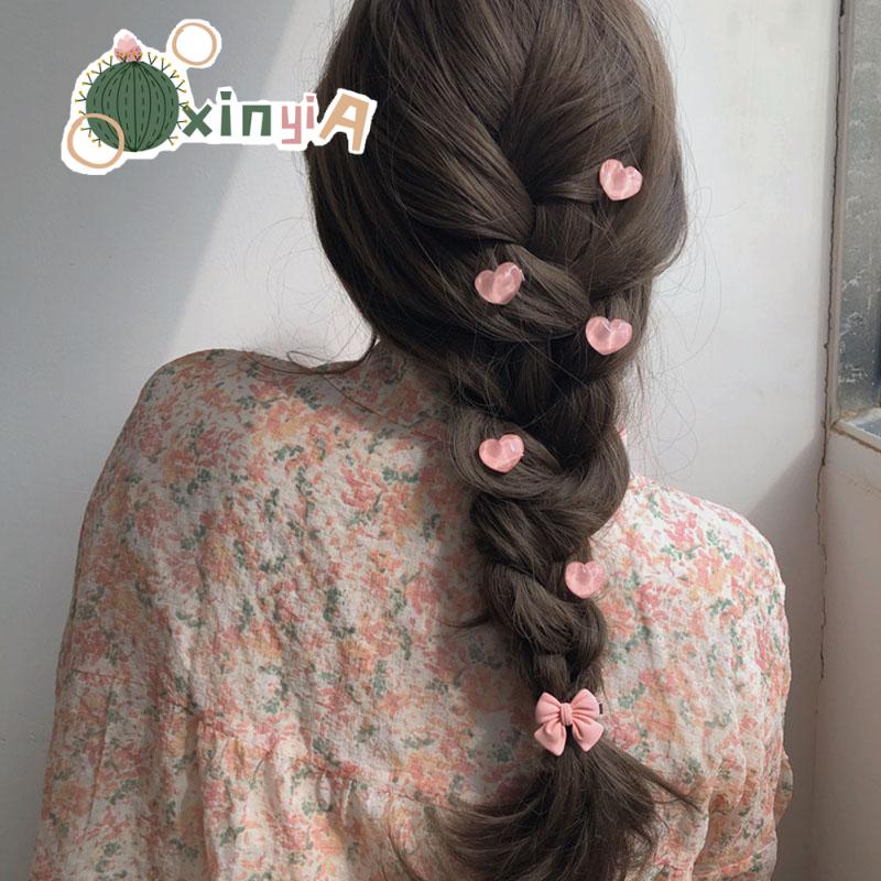 XINYIA 1 หัวใจ รูปดอกคามิเลีย ประดับโบว์ ที่ติดเพชรผม สีชมพู กิ๊บดอกไม้ติดผมสําหรับผู้หญิง 2024