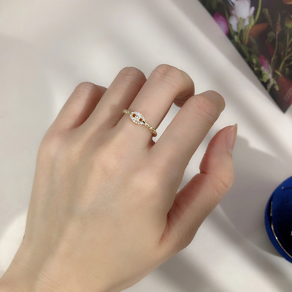 ZHOUYANG Dainty แหวนฝังเพทาย สีทอง เครื่องประดับ ของขวัญ สําหรับผู้หญิง R735