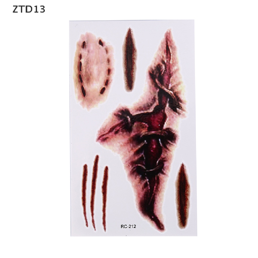 Ztd13 สติกเกอร์รอยสักชั่วคราว ลายฮาโลวีน แผลเป็น เลือด 1 5 30 ชิ้น ZT