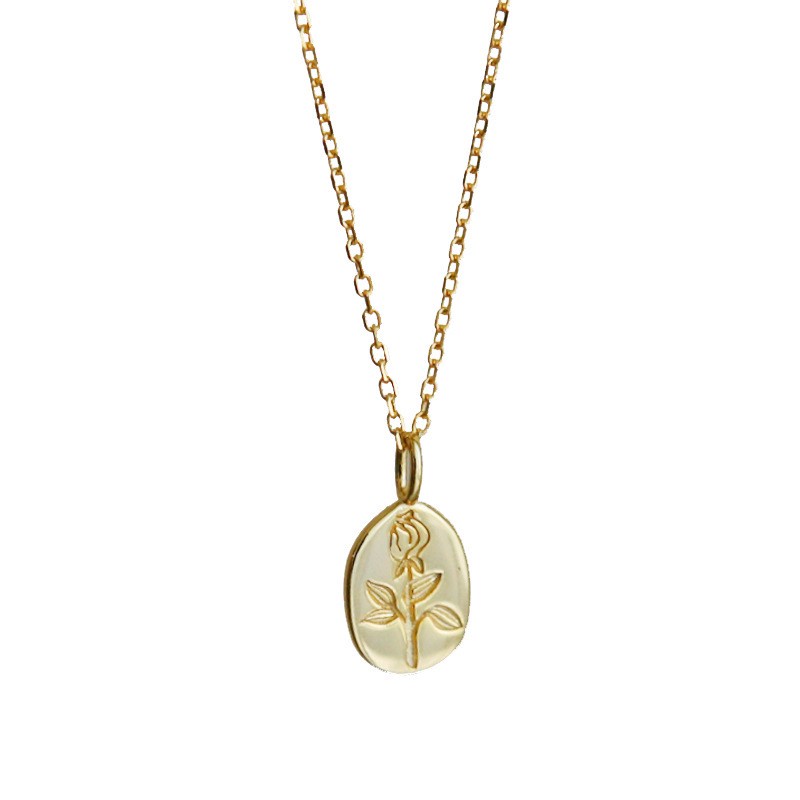 earika.earrings - classic yellow gold rose necklace สร้อยคอจี้กุหลาบสีทอง S92.5 ปรับขนาดได้