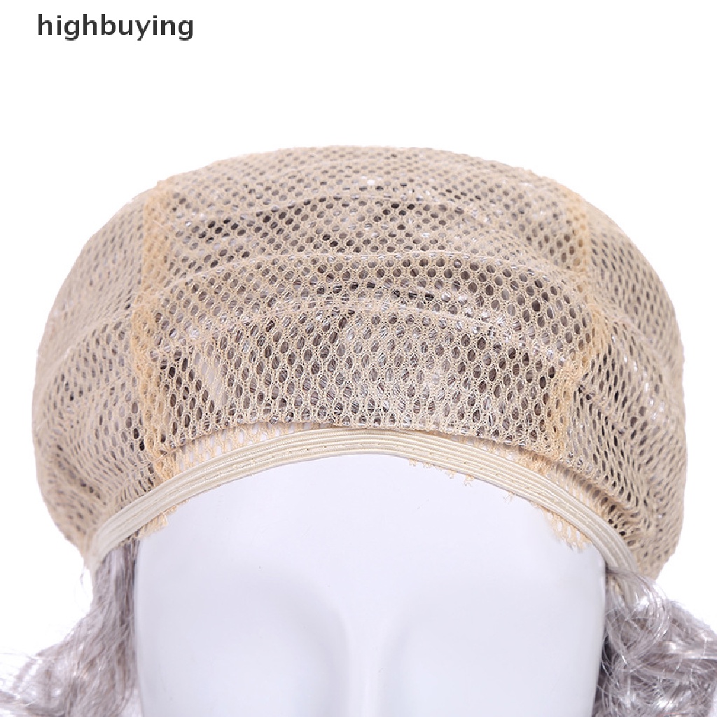 [highbuying] วิกผมสั้นหยักศก สังเคราะห์ สีเทา สีเงิน สีขาว สําหรับผู้สูงอายุ คุณยาย การแสดงบนเวที