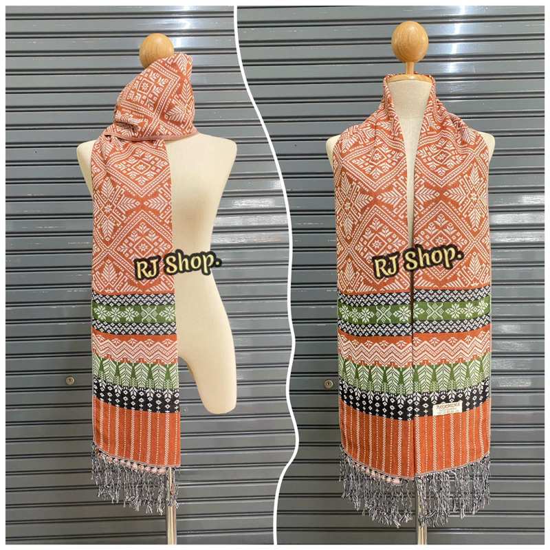 scarf ผ้าคลุมไหล่ ลายไทย โทนสีเข้ม-อ่อน ชื้อเป็นของฝาก ของขวัญ รับไหว้