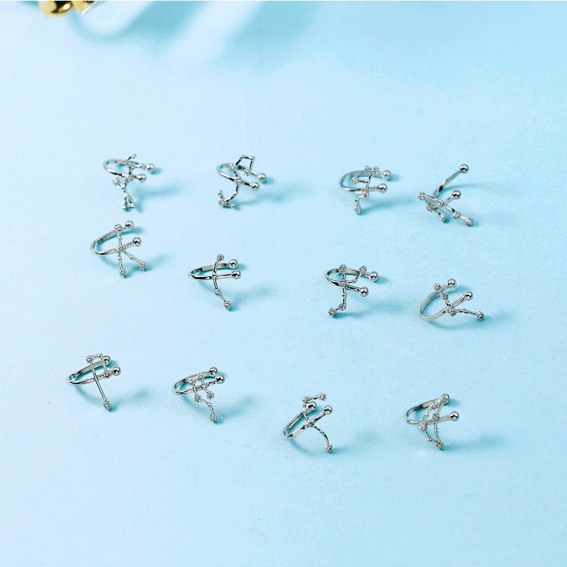 (กรอกโค้ด YAQ6E ลด 60.-) earika.earrings - zodiac cuff ต่างหูหนีบราศีชุบเงิน เหมาะสำหรับคนแพ้ง่าย ปรับขนาดได้