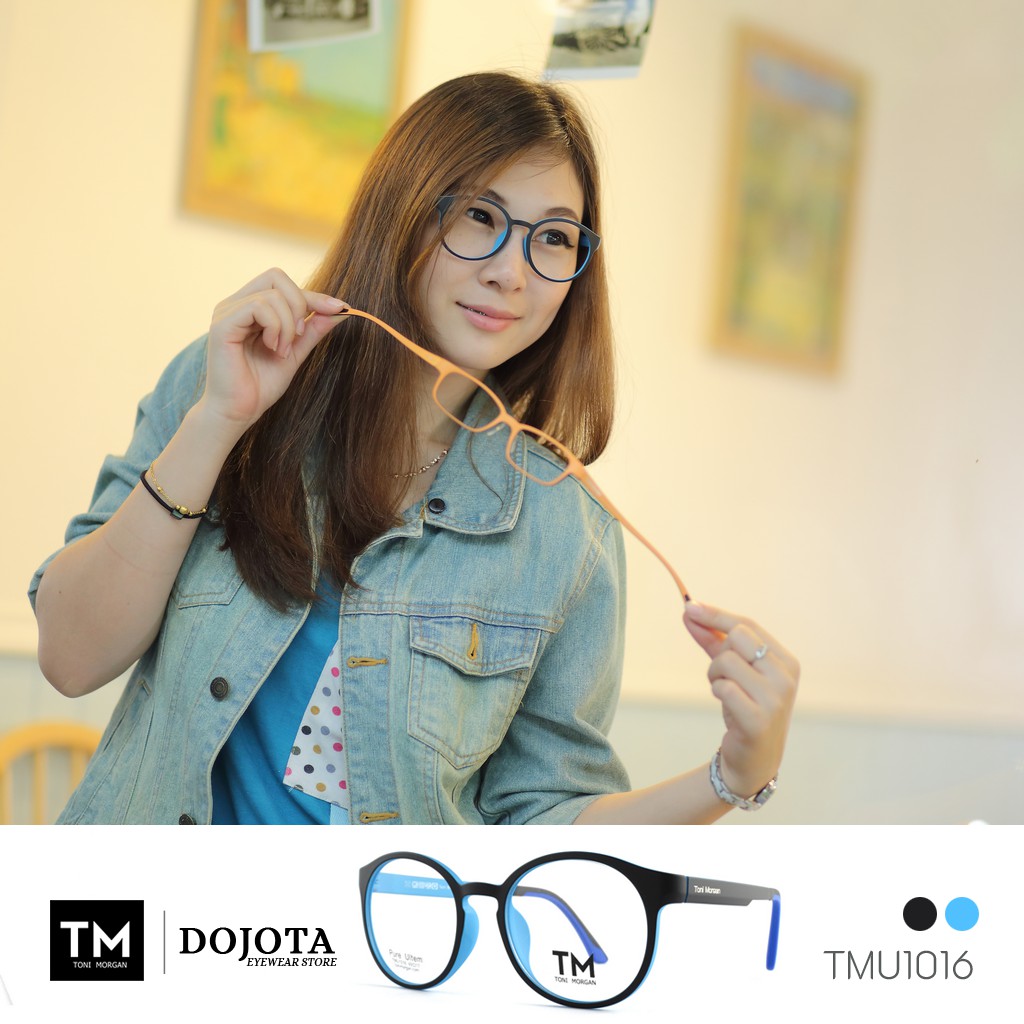 กรอบแว่น Toni Morgan รุ่น TMU1016 สีดำ/เทา น้ำหนักเบา ยืดหยุ่นดีเยี่ยม Made in Korea