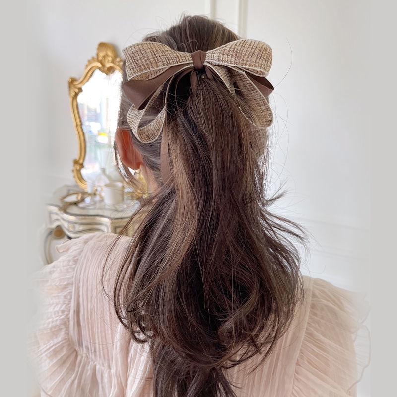 กิ๊บกล้วย ผ้าทวิส ผ้าริ้บบิ้น กิ๊บติดผม กิ๊บผม กิ๊บหนีบผม Bow banana clip