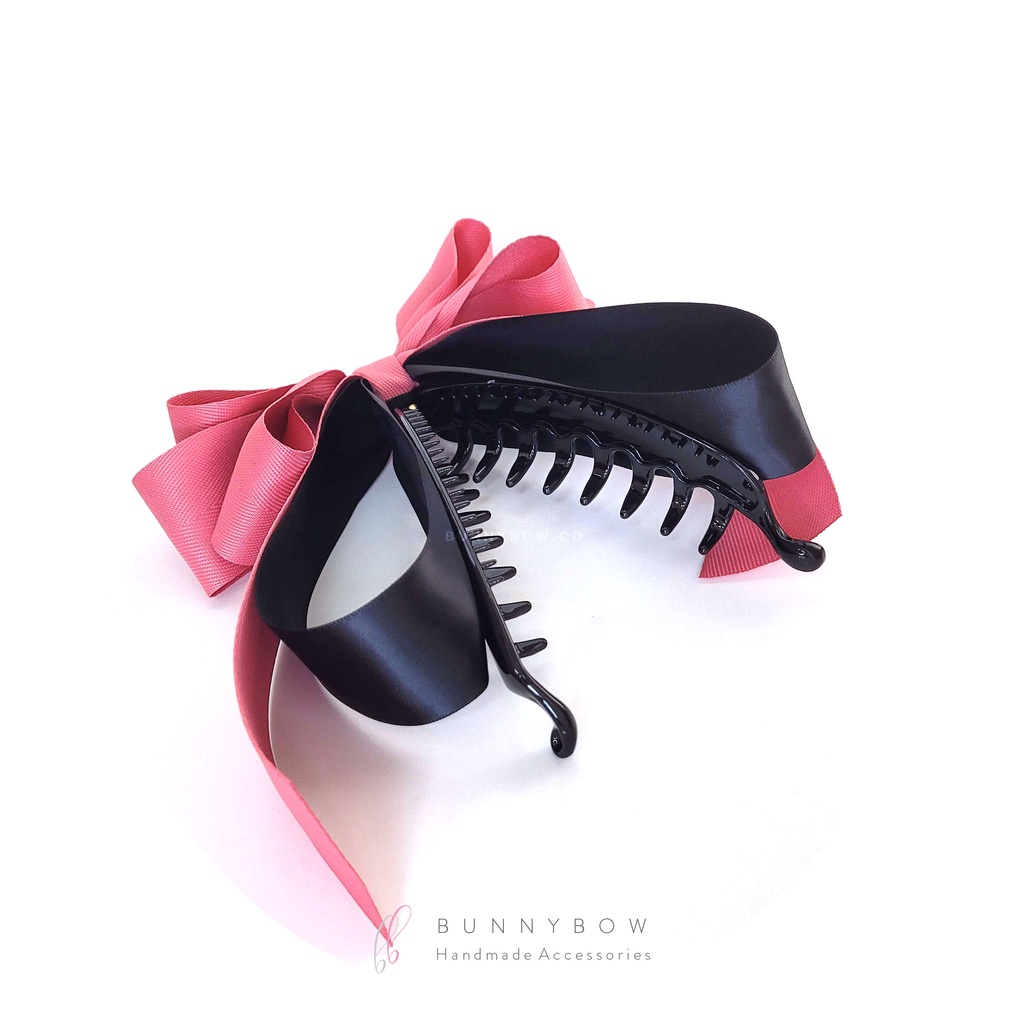 กิ๊บกล้วยแฟชั่น ริบบิ้นเกาหลี Herringbone งานแฮนด์เมด โบว์ติดผม BunnyBow เกรดพรีเมียม พร้อมส่ง