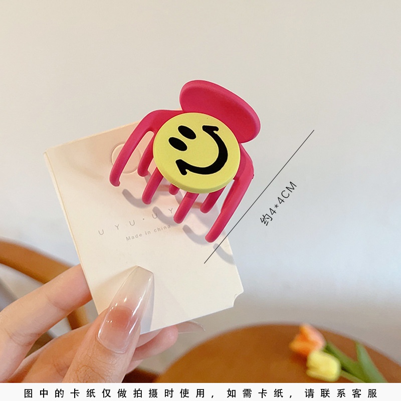กิ๊บติดผม ทรงหางม้า ลายหน้ายิ้มน่ารัก แบบเรียบง่าย แฟชั่นฤดูร้อน สําหรับผู้หญิง 2023