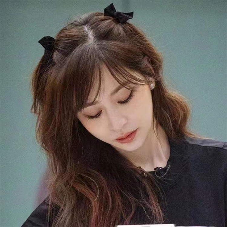 กิ๊บติดผม ประดับโบว์ ขนาดเล็ก สีดํา สไตล์เจ้าหญิง สําหรับผู้หญิง