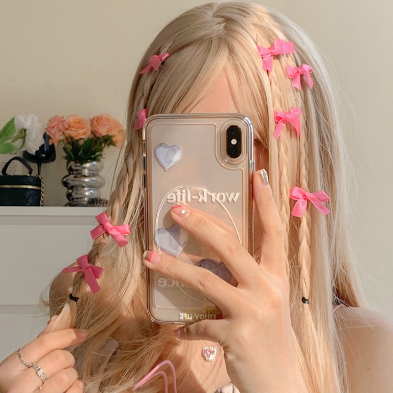 กิ๊บติดผม ประดับโบว์ สีแดงกุหลาบ เครื่องประดับ สําหรับเด็กผู้หญิง จํานวน 5 ชิ้น