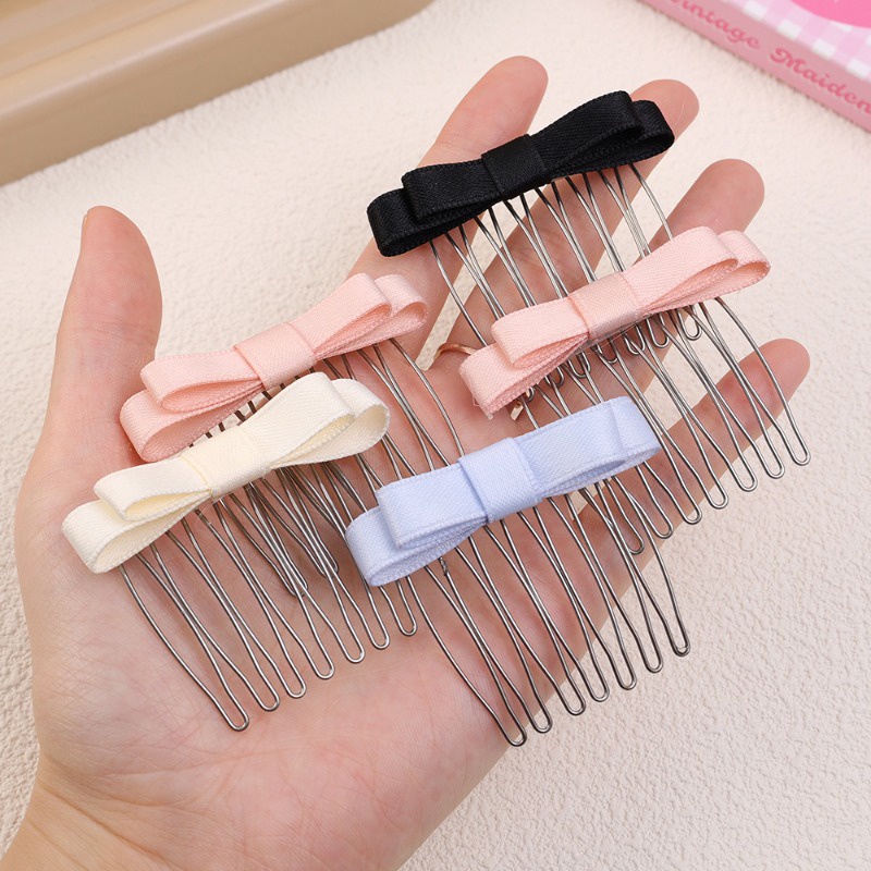 กิ๊บติดผม ประดับโบว์ด้านข้าง สีชมพู แบบมองไม่เห็น แฟชั่นเจ้าหญิง สําหรับเด็กผู้หญิง