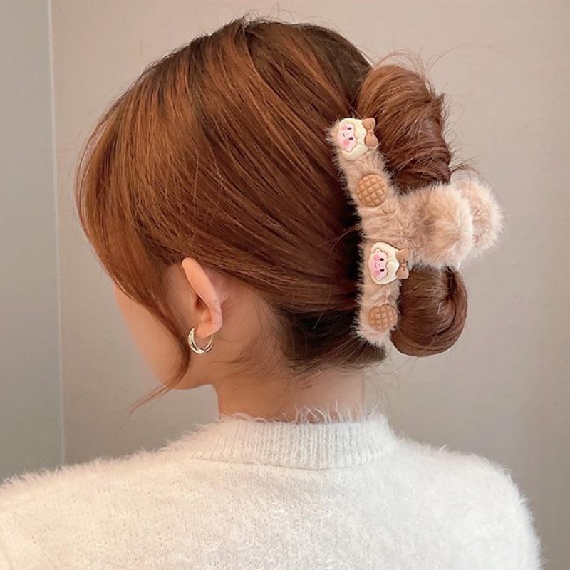 กิ๊บติดผม ผ้ากํามะหยี่ขนนิ่ เกาหลี ฤดูหนาว ที่หนีบผม