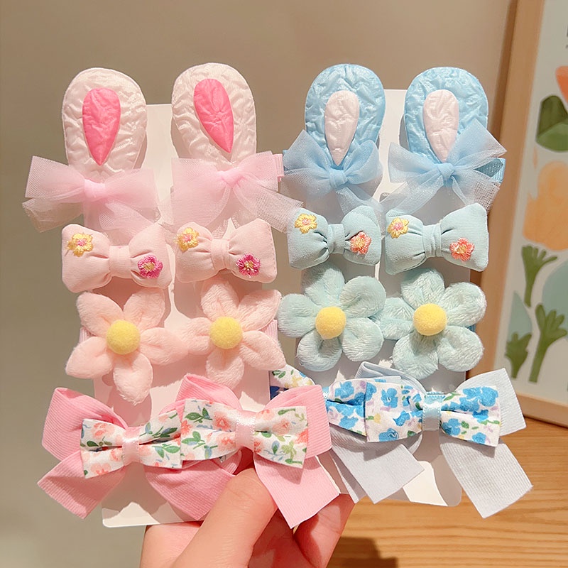 กิ๊บติดผม รูปหูกระต่ายน่ารัก เครื่องประดับ สําหรับเด็กผู้หญิง จํานวน 8 ชิ้น