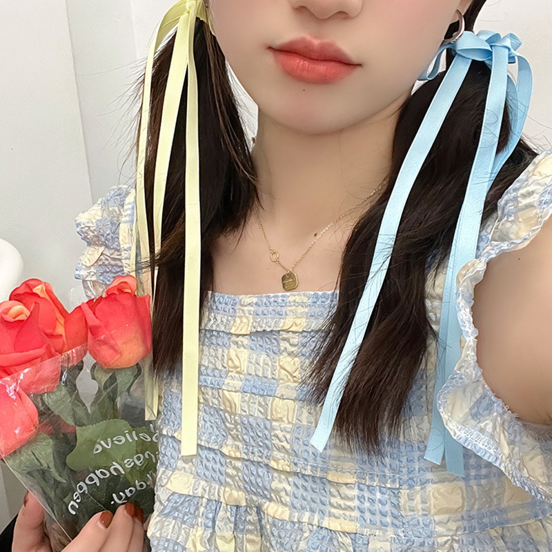 กิ๊บติดผม แบบริบบิ้น ประดับโบว์ สไตล์เกาหลี แฟชั่นฤดูใบไม้ผลิ สําหรับผู้หญิง