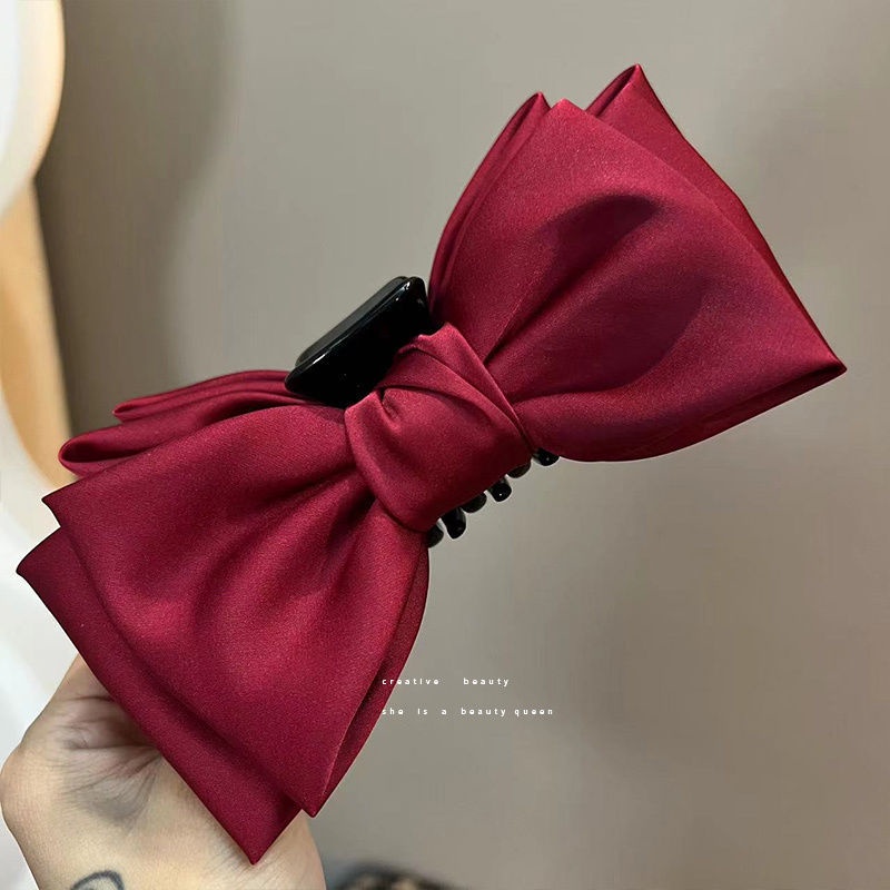 กิ๊บติดผม แบบสองด้าน ประดับโบว์ ลายฉลาม ขนาดใหญ่ สีดํา