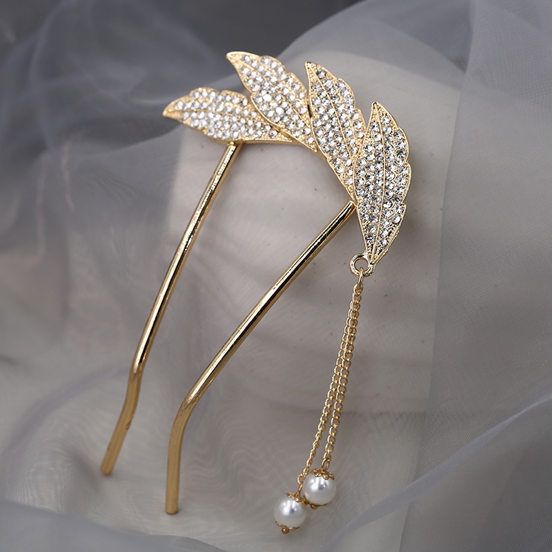 กิ๊บติดผมรูปตัว U ประดับไข่มุก Rhinestone รูปตัวยูสง่างาม