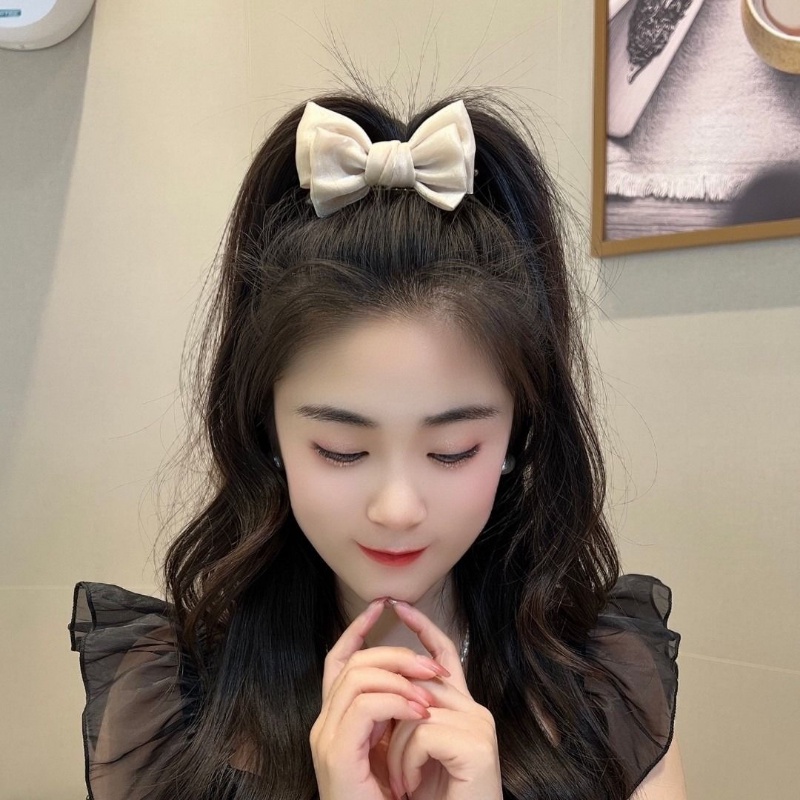 กิ๊บติดผมหางม้า ประดับโบว์ แบบเรียบง่าย แฟชั่นเกาหลี