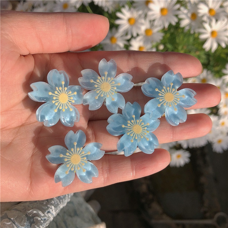 กิ๊บติดผมหางม้า ลายดอกไม้ สีแคนดี้ หรูหรา แฟชั่นสําหรับผู้หญิง 5 ชิ้น