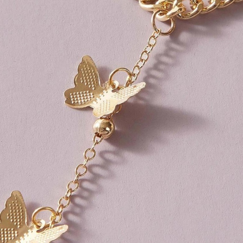 [ของขวัญ] สร้อยข้อมือแหวนนิ้วมือรูปผีเสื้อสไตล์โบฮีเมียนวินเทจสําหรับผู้หญิงและผู้ชาย