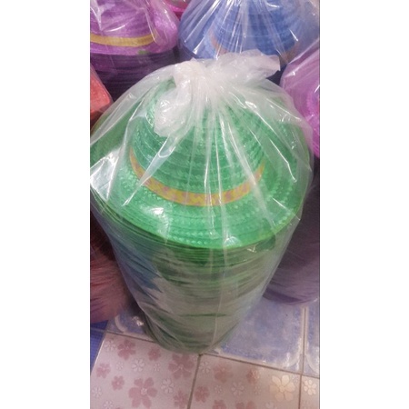 (ขั้นต่ำ5ใบ) หมวกพลาสติกสี หมวกสาน ใช้งานกีฬาสี กฐิน บวชนาค ชาวนา ชาวสวน