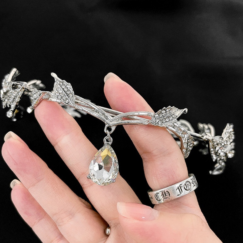 งานแต่งงานเจ้าสาวหน้าผาก Tiara คาดศีรษะคริสตัลใบผมเครื่องประดับมงกุฎนางฟ้า