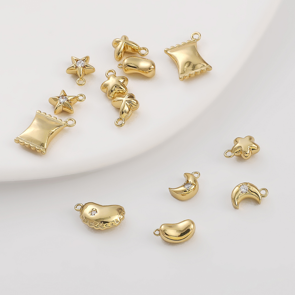 จี้รูปดาว ดวงจันทร์ ผีเสื้อ ชุบทอง 14k เครื่องประดับแฟชั่น DIY