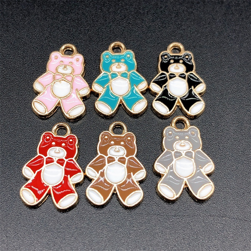 จี้รูปหมี โลหะผสมเคลือบ สําหรับทําเครื่องประดับ ต่างหู DIY 4 ชิ้น