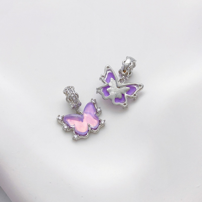จี้สร้อยคอ สร้อยข้อมือ ประดับเพทาย รูปผีเสื้อ ชุบทอง 18K แฮนด์เมด diy