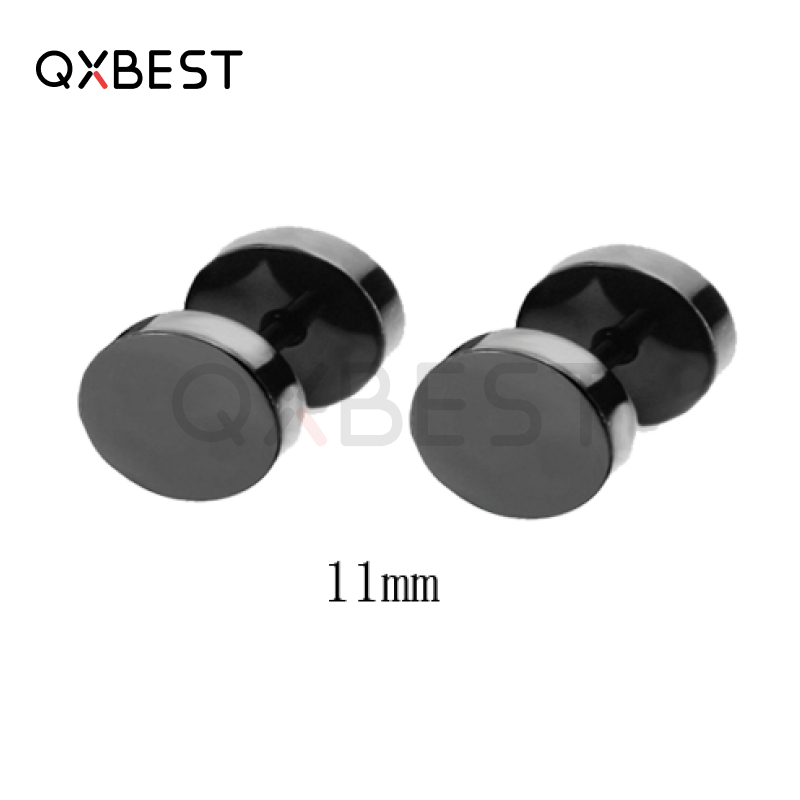ต่างหู ตุ้มหู จิว ต่างหูผู้ชาย Black Gothic Barbell Earring Fashion Round Plain Men Stud Earring Jewelry - 1 ข้าง