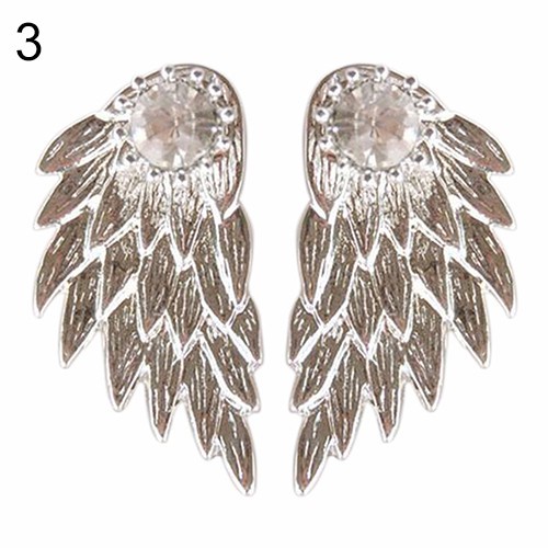 ต่างหูสตั๊ดประดับ Rhinestone ต่างหูรูปทรงปีก เครื่องประดับแฟชั่น