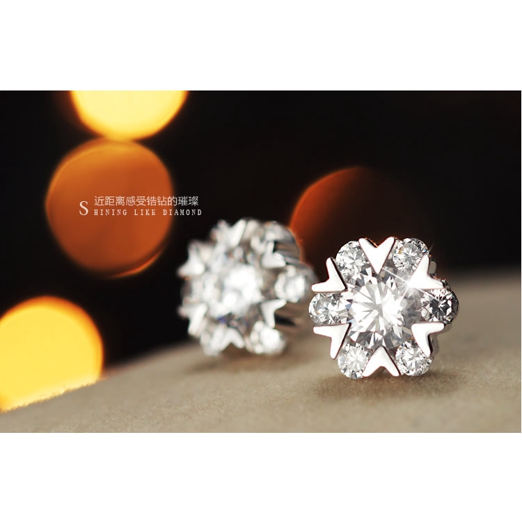 ต่างหูเงิน 925 Snowflake หูข้อมือผู้หญิง WE54R Earrings Lady Fashion