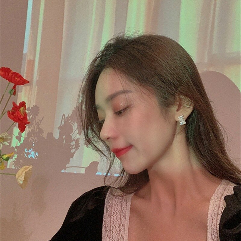 ต่างหูแบบคลิปหนีบ ทรงเรขาคณิต สําหรับผู้หญิง