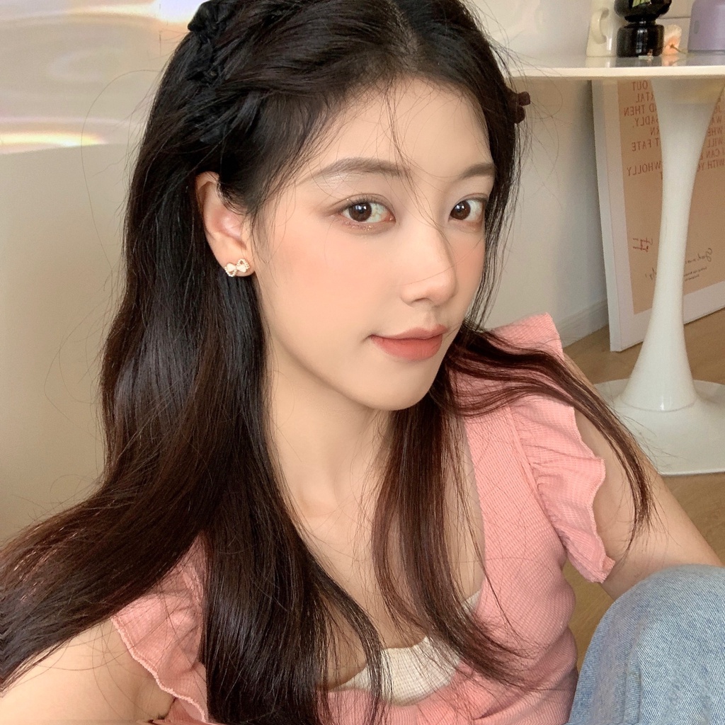 ต่างหูแบบหนีบ ประดับโบว์ และมุก ไม่ต้องเจาะ CEa1399