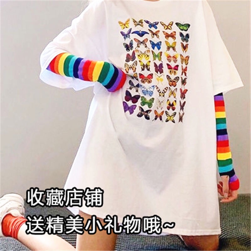 ถุงเท้ายาว ป้องกันรังสียูวี สีรุ้ง แฟชั่นสร้างสรรค์ สไตล์เกาหลี มุสลิม