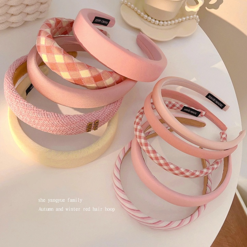 ที่คาดผม สีชมพู แบบเรียบง่าย แฟชั่นสไตล์เกาหลี สําหรับผู้หญิง จํานวน 3 ชิ้น