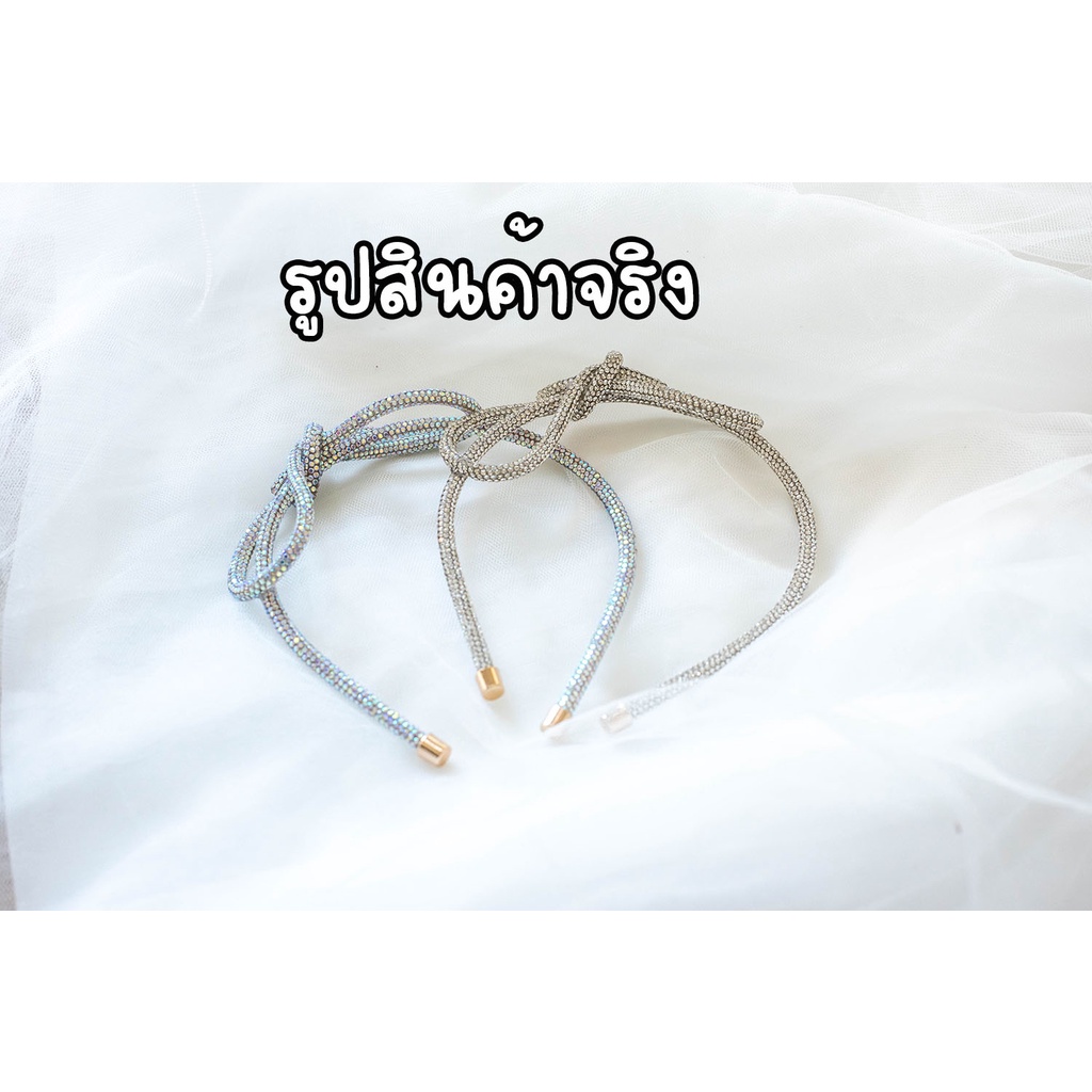 ที่คาดผม โบว์ใหญ่ประดับเพชร Rhinestone ประกายวิบวับมาก มี 6 เฉดสีให้เลือก