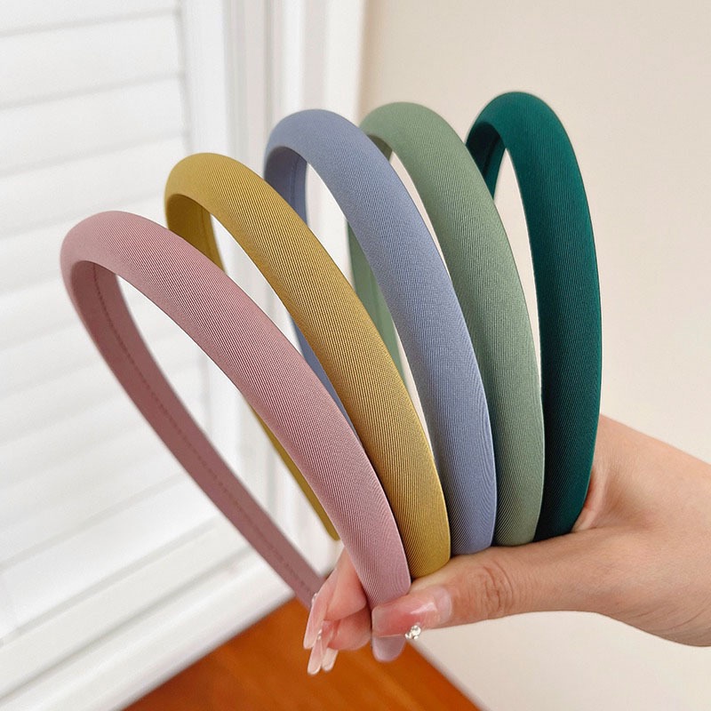 ที่คาดผมฟองน้ํา ขอบบาง สีพื้น หรูหรา สไตล์ฝรั่งเศส สําหรับล้างหน้า แต่งหน้า