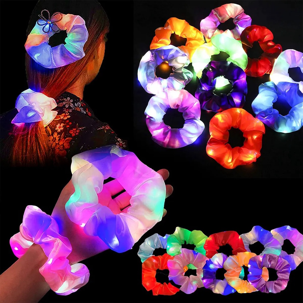 ที่คาดผมหางม้า แบบยืดหยุ่น มีไฟ LED สีพื้น อุปกรณ์เสริม สําหรับทําผม