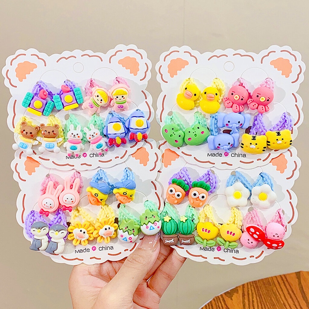 บ้านพลู  10 เส้น ยางรัดผม ยางมัด ยืดหยุ่น ดอกไม้ การ์ตูน น่ารัก สีหวาน ยางยัก
