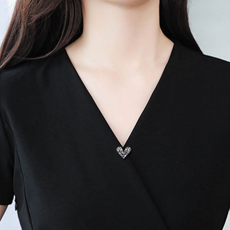 ผู้หญิง Rhinestone โลหะหัวใจเข็มกลัด