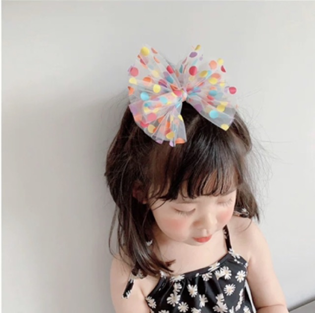 ผ้าโปร่งลายจุด polka dot  (1 หลา) ริบบิ้นผ้า ริบบิ้นเกาหลี ริบบิ้น