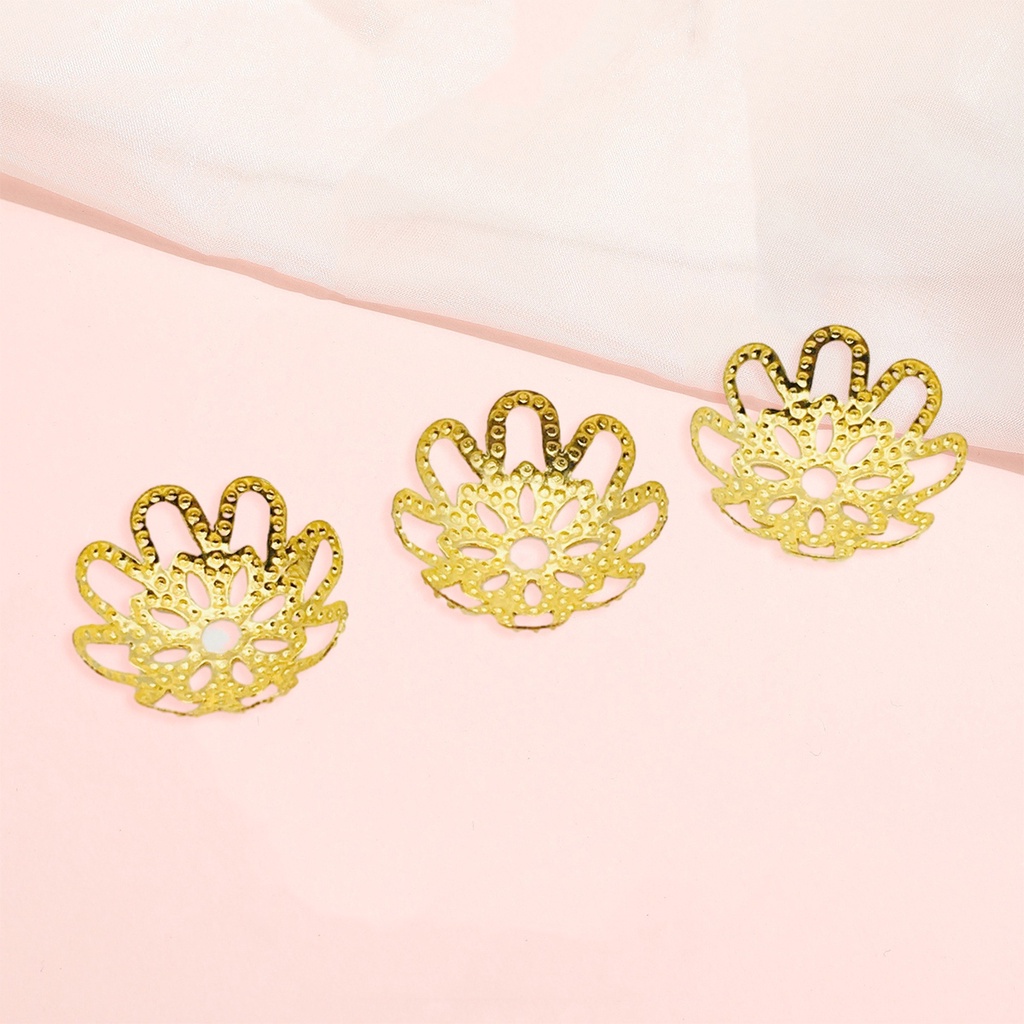 ฝาครอบลูกปัด ลายดอกไม้ สีทอง 10 มม. สําหรับทําเครื่องประดับ สร้อยข้อมือ ต่างหู DIY 200 ชิ้น