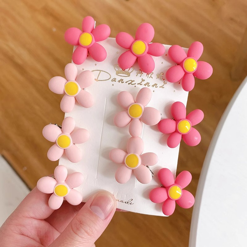 พร้อมส่ง กิ๊บติดผมหน้าม้า รูปปากเป็ด น่ารัก สีชมพู อุปกรณ์เสริม 5 ชิ้น