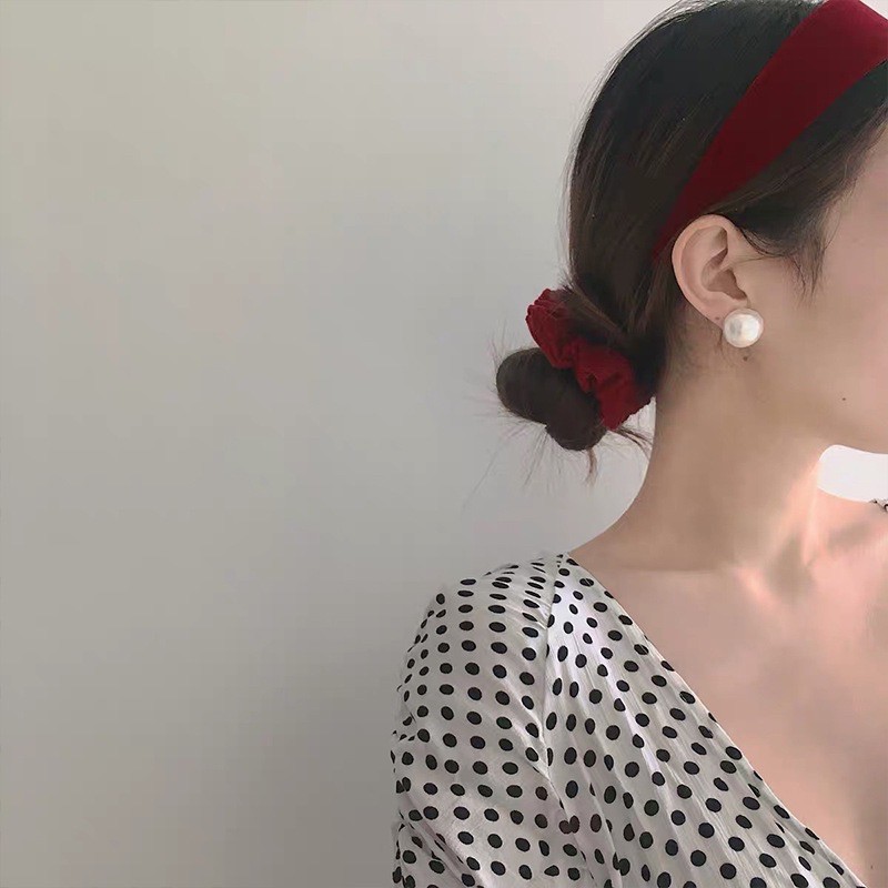 พร้อมส่ง  ที่คาดผมกำมะหยี่เกาหลี ที่คาดผมสีแดง ที่คาดผมสไตล์วินเทจ มี 23 สี